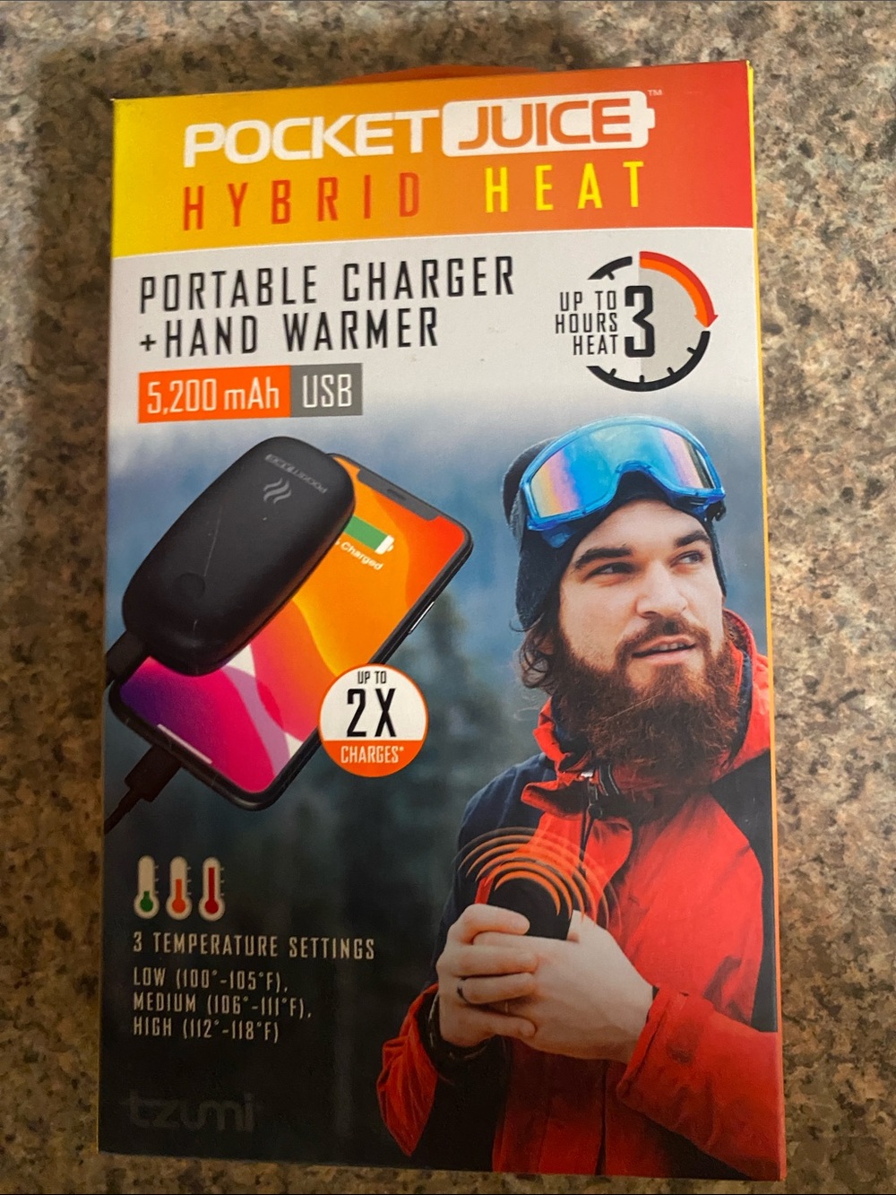 Hybrid Heat 5,200 mAh Portable Charger + Hand Warmer - Black